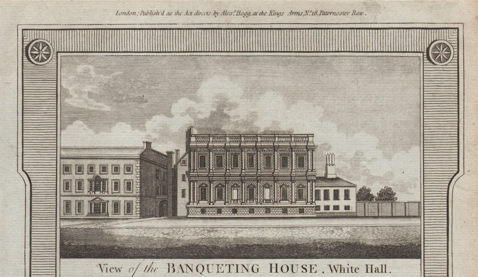View of the Banqueting House, Whitehall, London. THORNTON 1784 old print